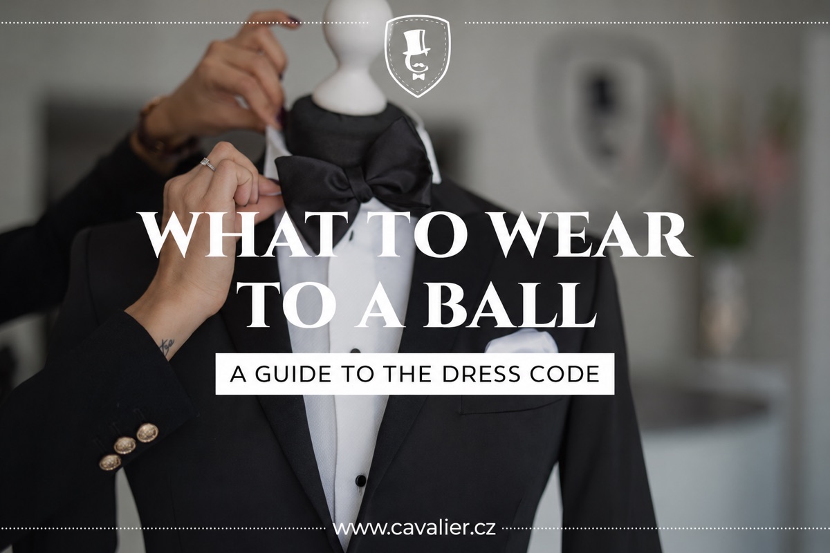 Black tuxedo and bow tie being adjusted on a mannequin.