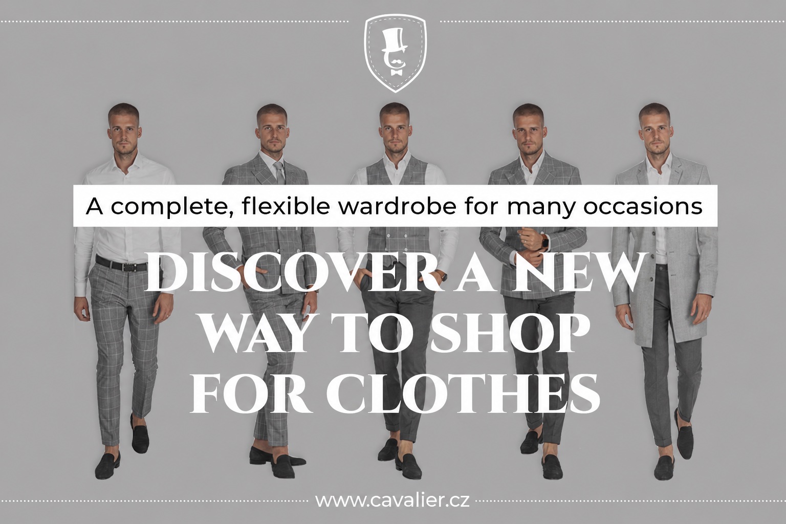 Article cover about wardrobe planning: five coordinated outfits shown side by side.